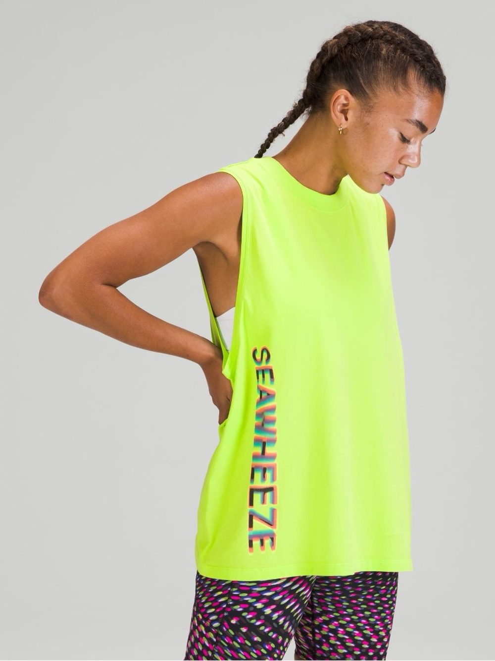 Lululemon All Your Tank Top SeaWheeze Ed. Neon Green Pima Cotton size 6